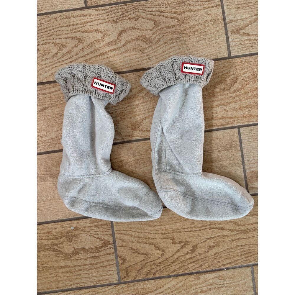 Hunter Fleece Cable Knit Boot Liners Grey Boot Socks Size XL (US 4-6)